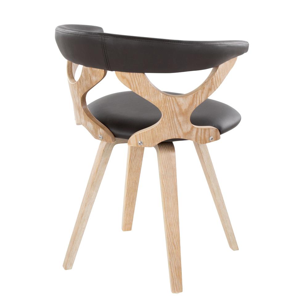 White Washed Wood, Brown PU Gardenia Chair