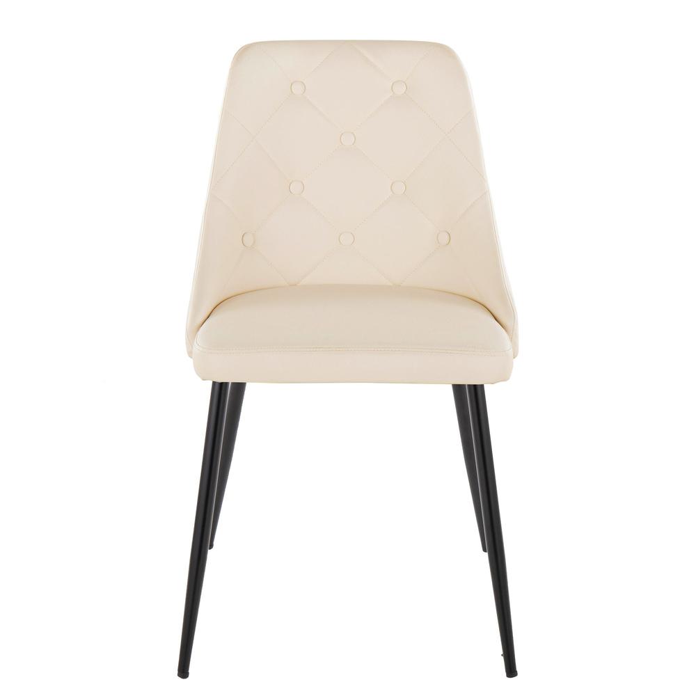 Black Metal, Cream PU Giovanni Chair - Set of 2