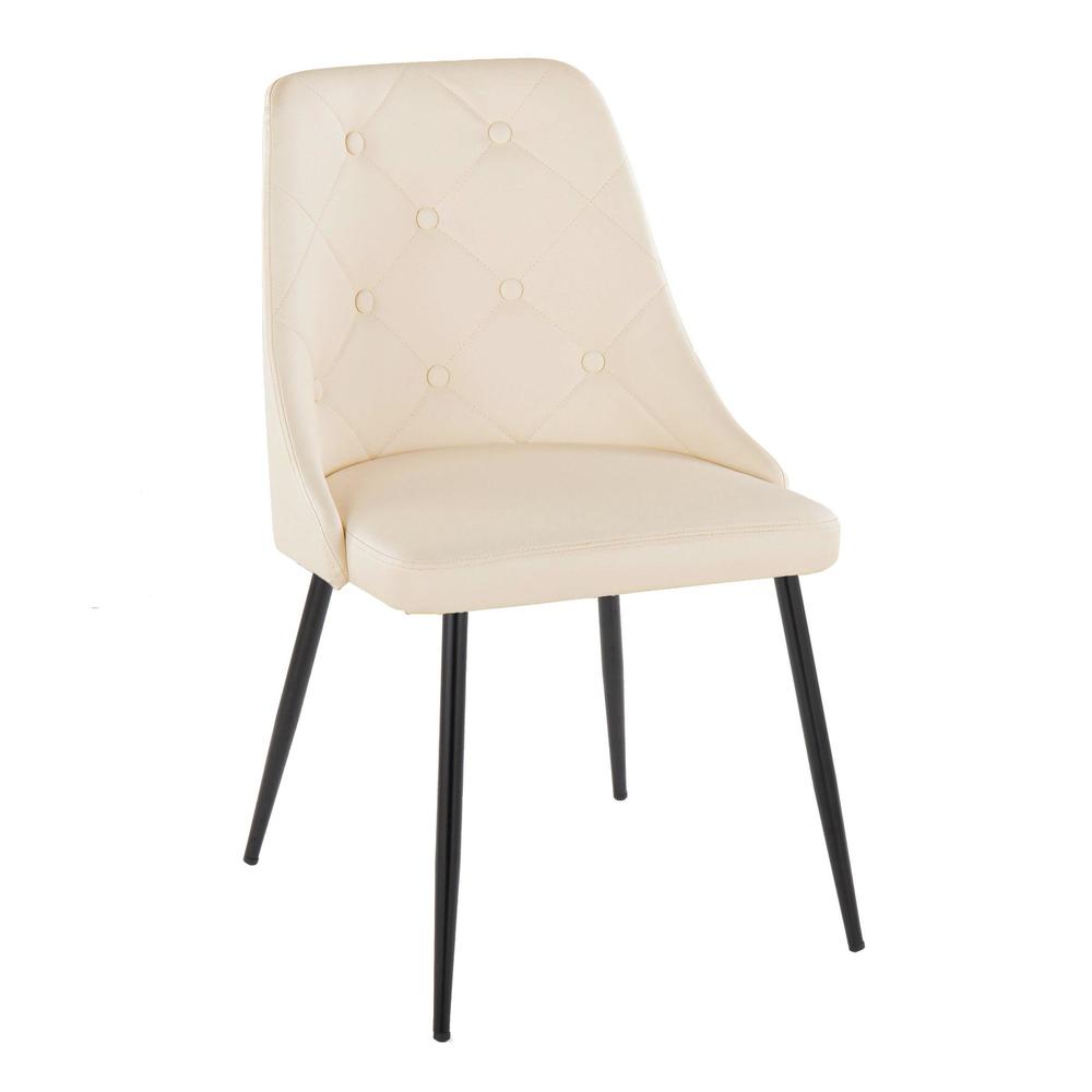 Black Metal, Cream PU Giovanni Chair - Set of 2