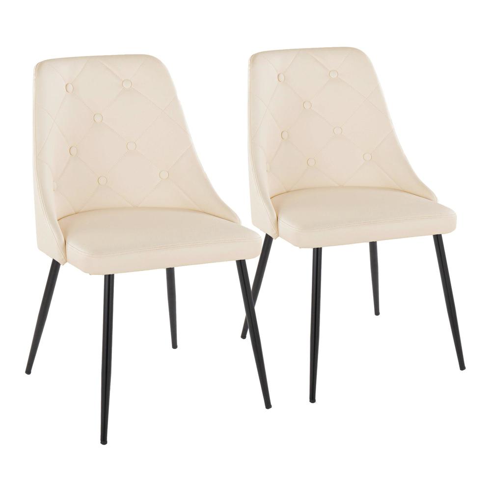 Black Metal, Cream PU Giovanni Chair - Set of 2