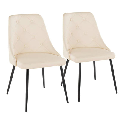 Black Metal, Cream PU Giovanni Chair - Set of 2