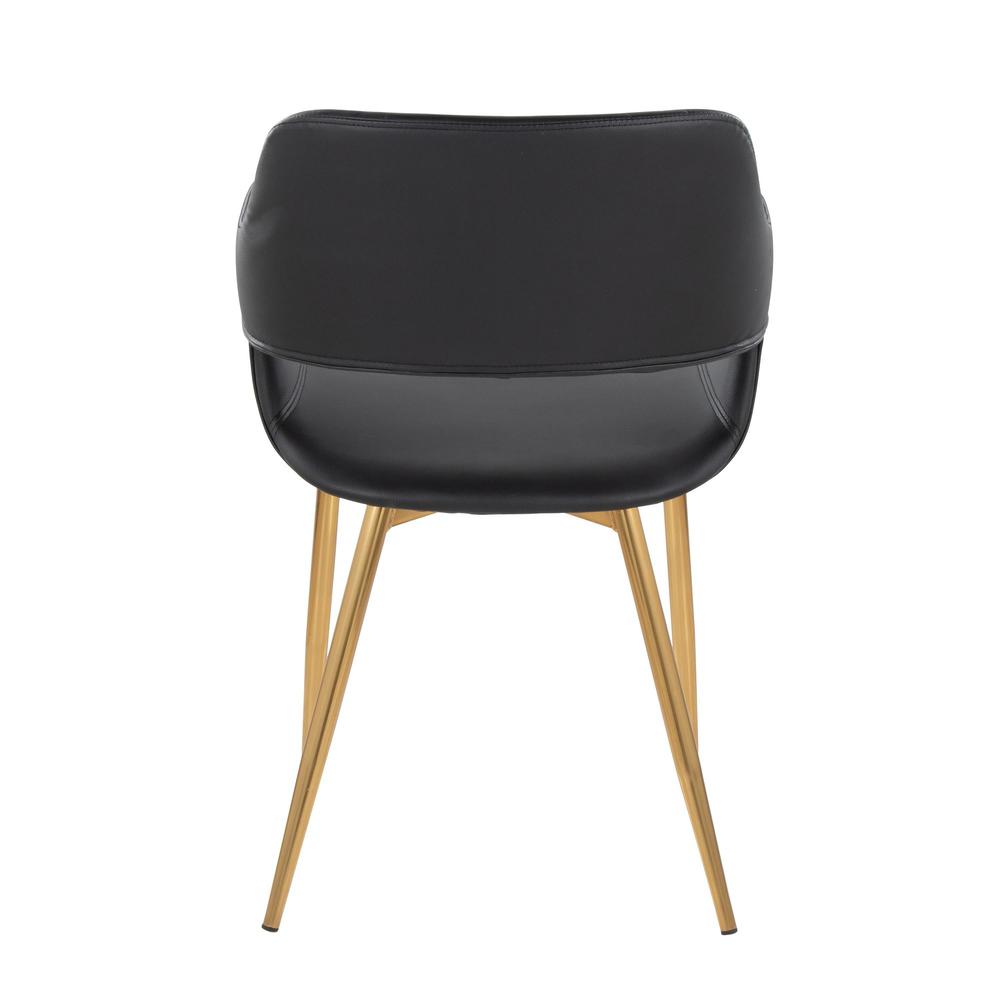Gold Metal, Black PU Margarite Chair - Set of 2