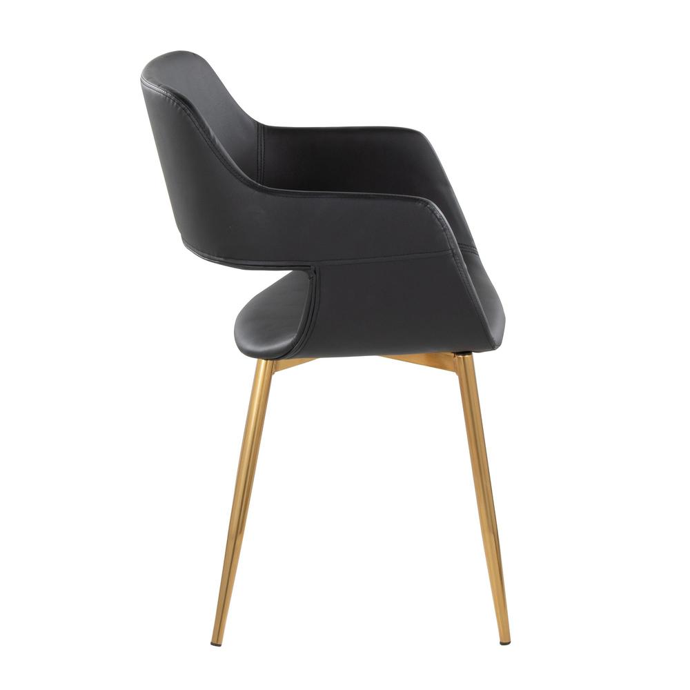Gold Metal, Black PU Margarite Chair - Set of 2
