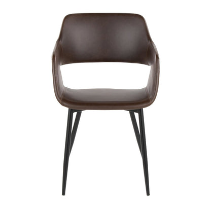 Margarite Dining Chair - Set of 2 in Black Metal, Espresso PU color