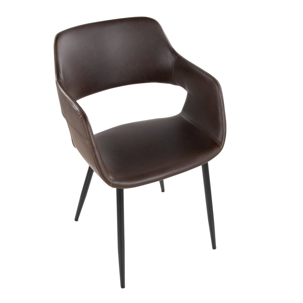 Margarite Dining Chair - Set of 2 in Black Metal, Espresso PU color