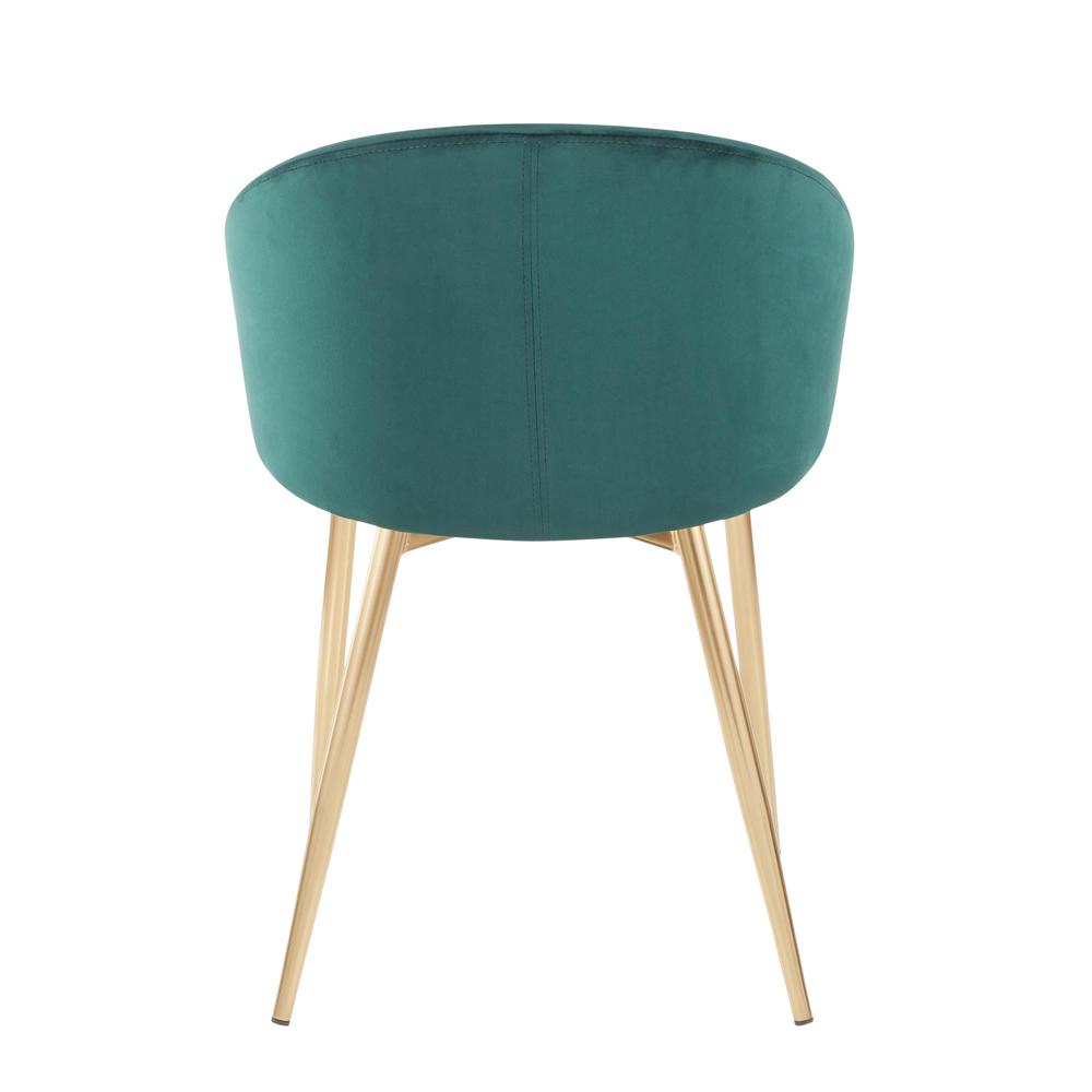 Claire Contemporary/Glam Chair in Gold Metal and Emerald Green Velvet - Set of 2