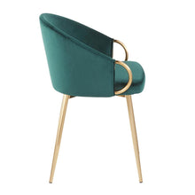 Claire Contemporary/Glam Chair in Gold Metal and Emerald Green Velvet - Set of 2
