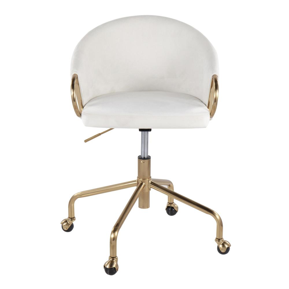Gold Metal, Cream Velvet Claire Task Chair