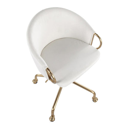 Gold Metal, Cream Velvet Claire Task Chair