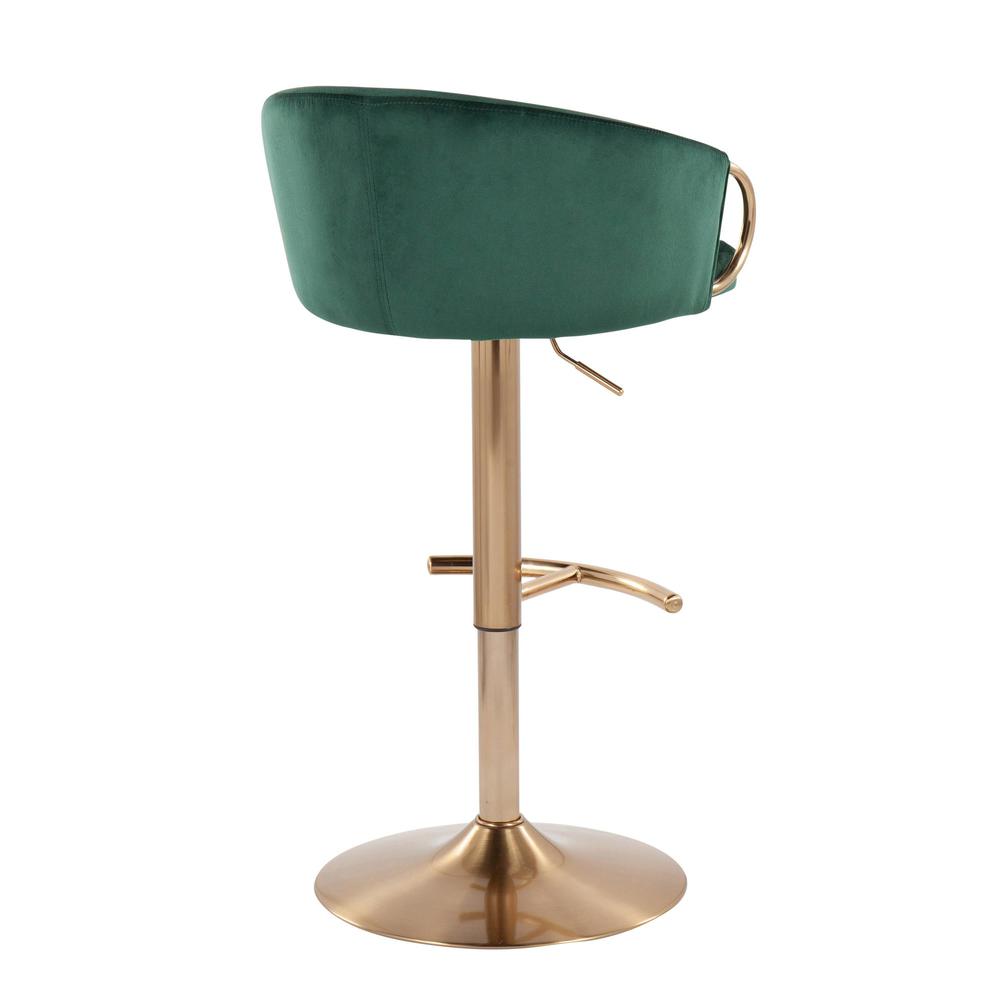 Gold Steel, Green Velvet Claire Adjustable Bar Stool - Set of 2