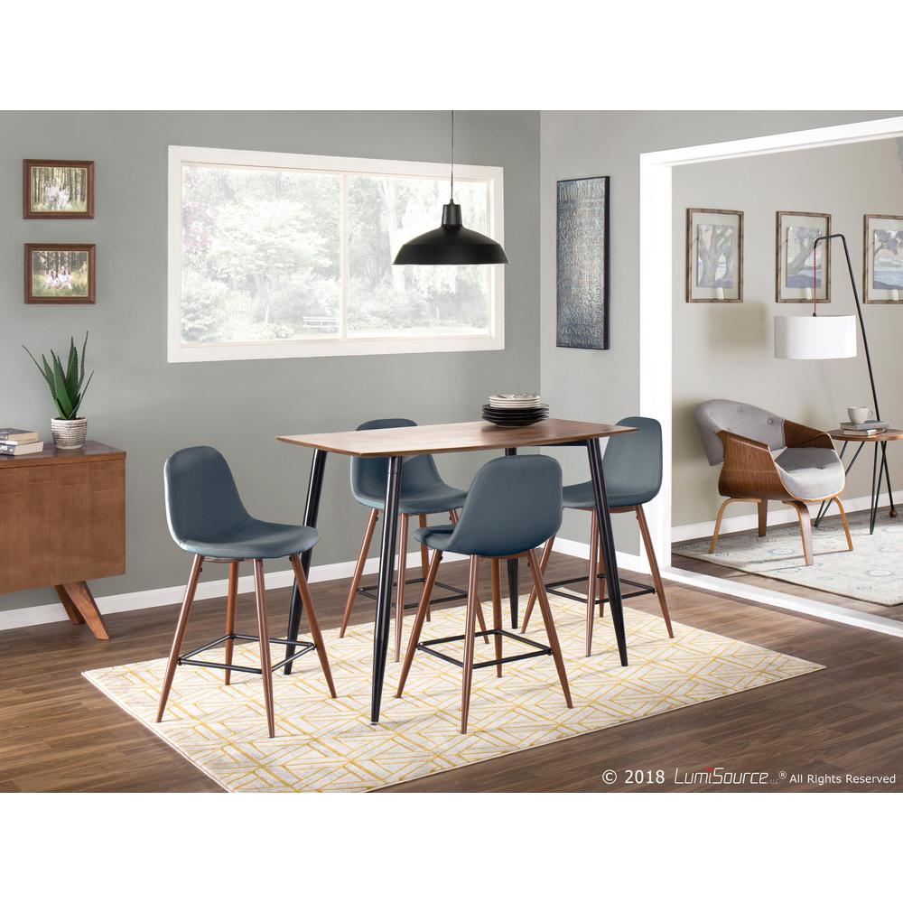 Walnut, Blue Pebble Counter Stool - Set of 2