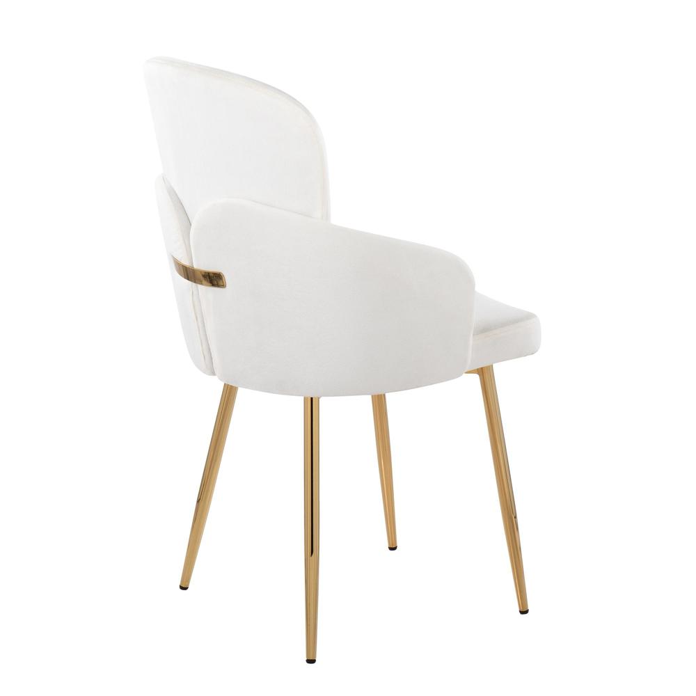Gold Metal, Cream Velvet Dahlia Dining Chair - Set of 2