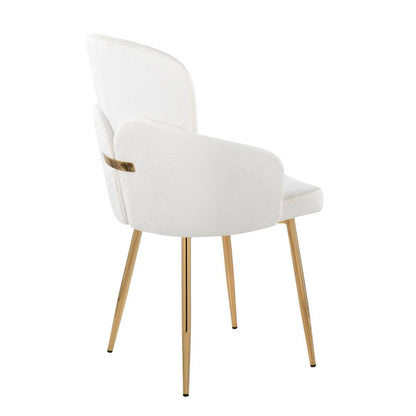 Gold Metal, Cream Velvet Dahlia Dining Chair - Set of 2