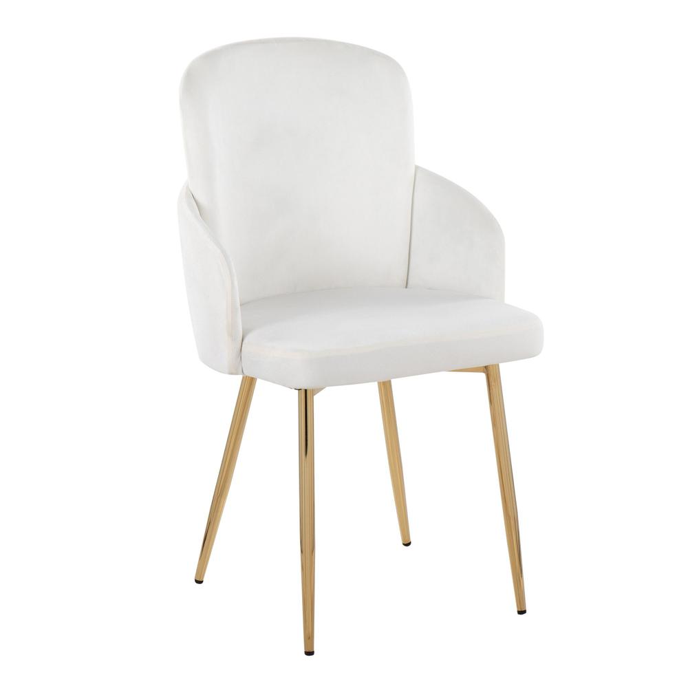 Gold Metal, Cream Velvet Dahlia Dining Chair - Set of 2