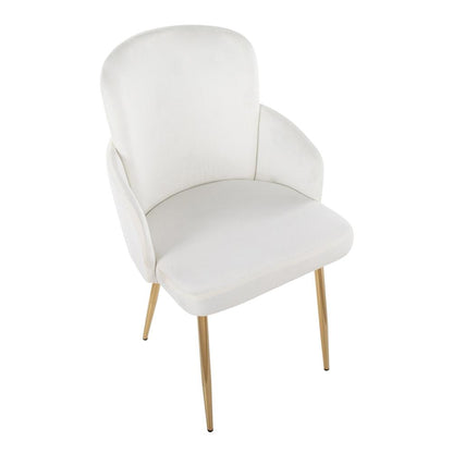 Gold Metal, Cream Velvet Dahlia Dining Chair - Set of 2