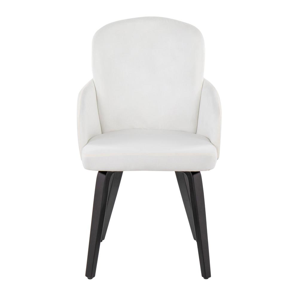 Black Wood, Cream Velvet, Gold Metal Dahlia Dining Chair - Set of 2