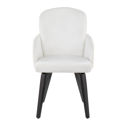 Black Wood, Cream Velvet, Gold Metal Dahlia Dining Chair - Set of 2