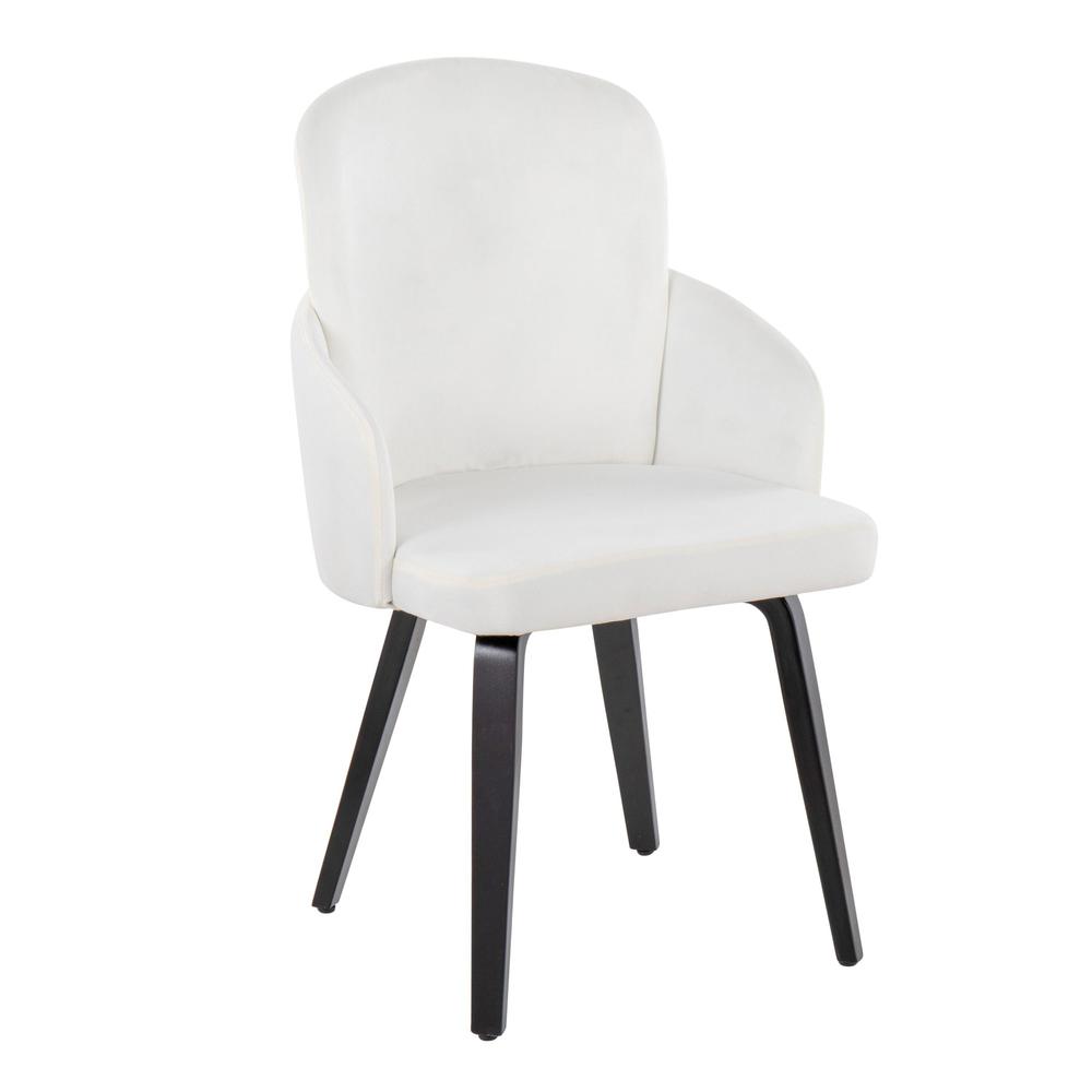 Black Wood, Cream Velvet, Gold Metal Dahlia Dining Chair - Set of 2