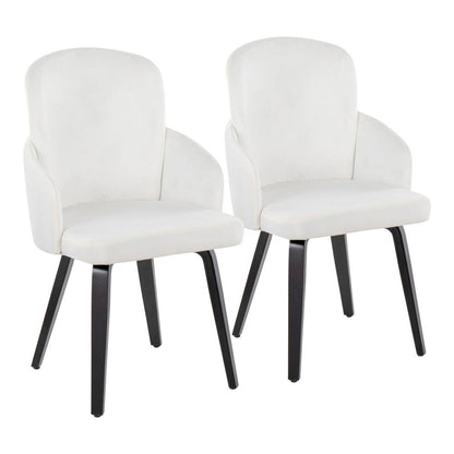 Black Wood, Cream Velvet, Gold Metal Dahlia Dining Chair - Set of 2