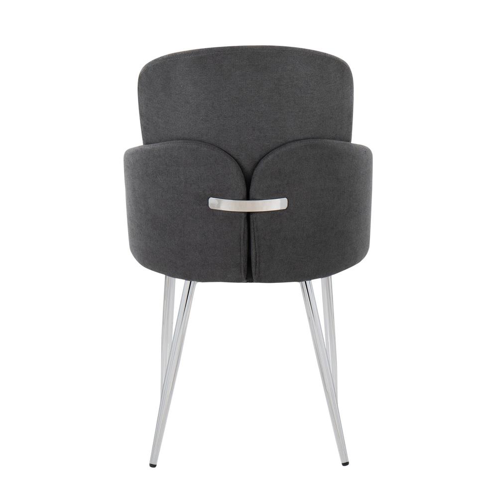Grey Fabric, Chrome Dahlia Dining Chair - Set of 2