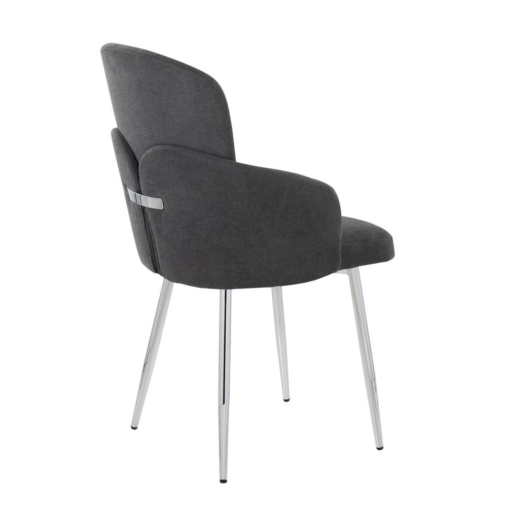 Grey Fabric, Chrome Dahlia Dining Chair - Set of 2