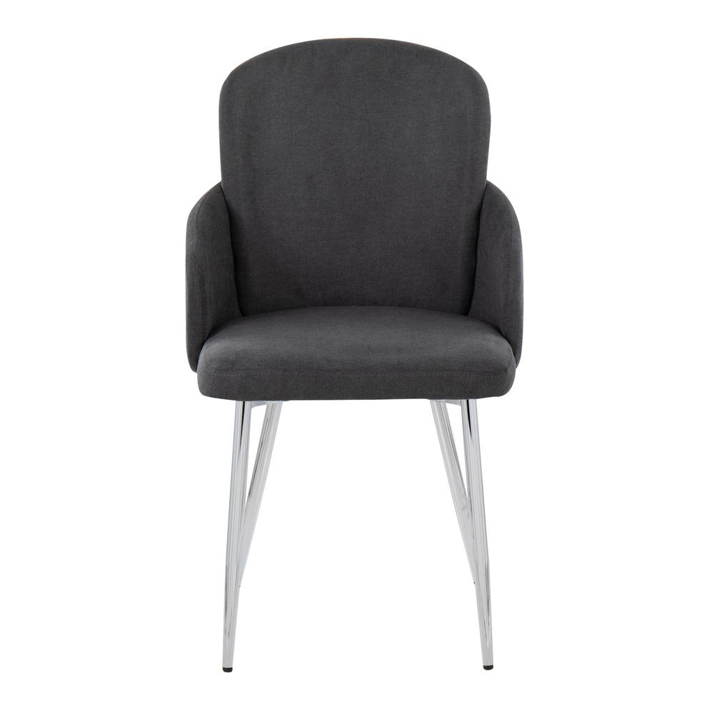 Grey Fabric, Chrome Dahlia Dining Chair - Set of 2