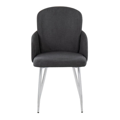 Grey Fabric, Chrome Dahlia Dining Chair - Set of 2