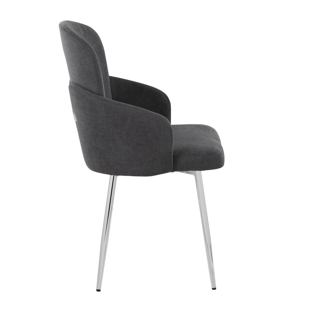 Grey Fabric, Chrome Dahlia Dining Chair - Set of 2