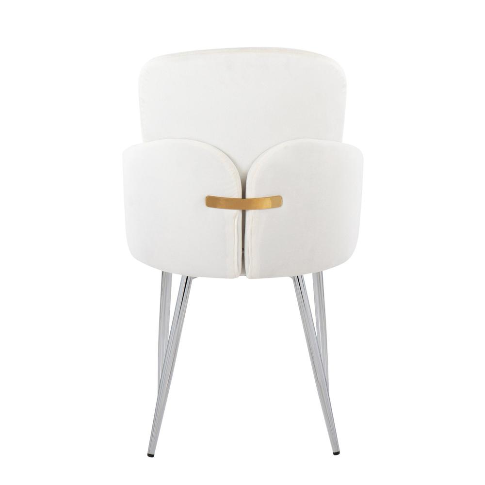 Cream Velvet, Gold Metal, Chrome Dahlia Dining Chair - Set of 2