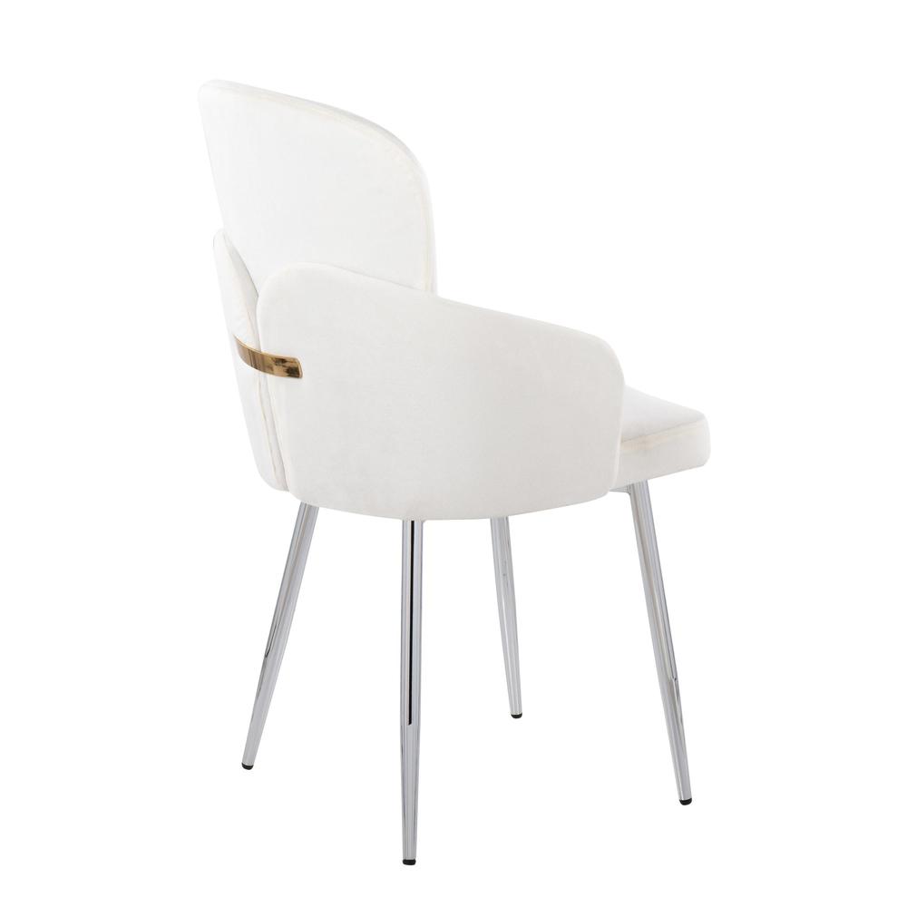 Cream Velvet, Gold Metal, Chrome Dahlia Dining Chair - Set of 2