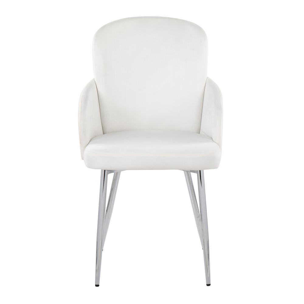 Cream Velvet, Gold Metal, Chrome Dahlia Dining Chair - Set of 2