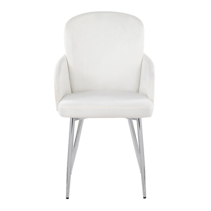 Cream Velvet, Gold Metal, Chrome Dahlia Dining Chair - Set of 2