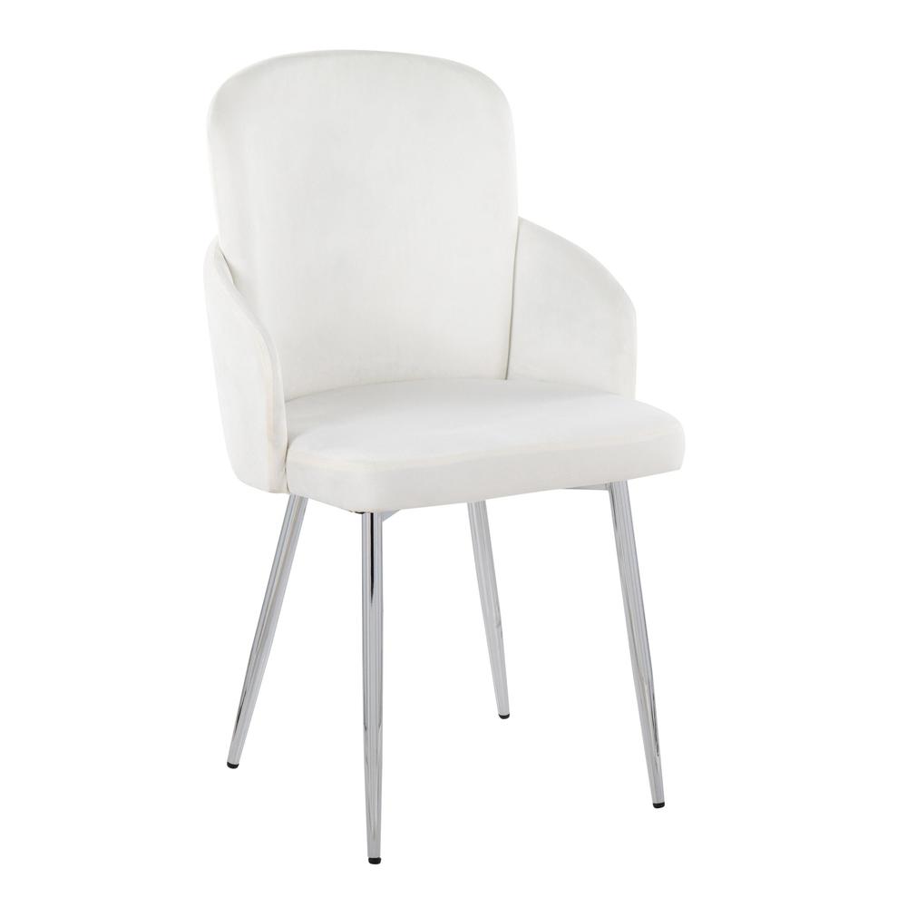 Cream Velvet, Gold Metal, Chrome Dahlia Dining Chair - Set of 2