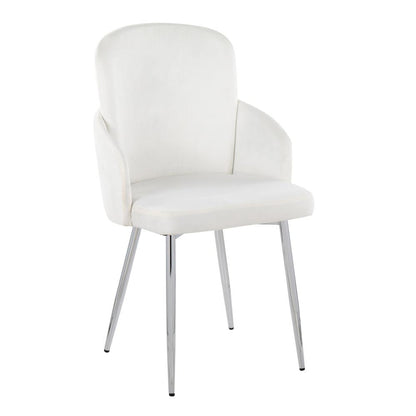 Cream Velvet, Gold Metal, Chrome Dahlia Dining Chair - Set of 2