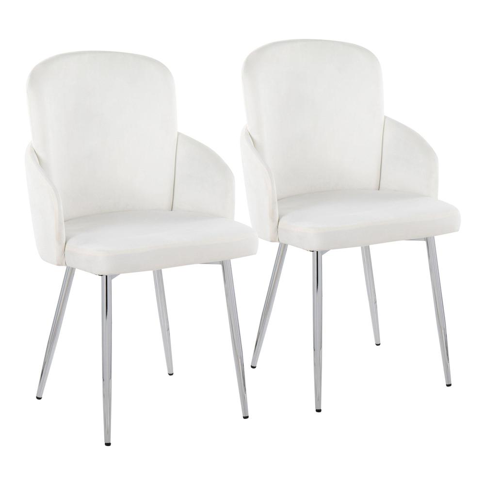 Cream Velvet, Gold Metal, Chrome Dahlia Dining Chair - Set of 2