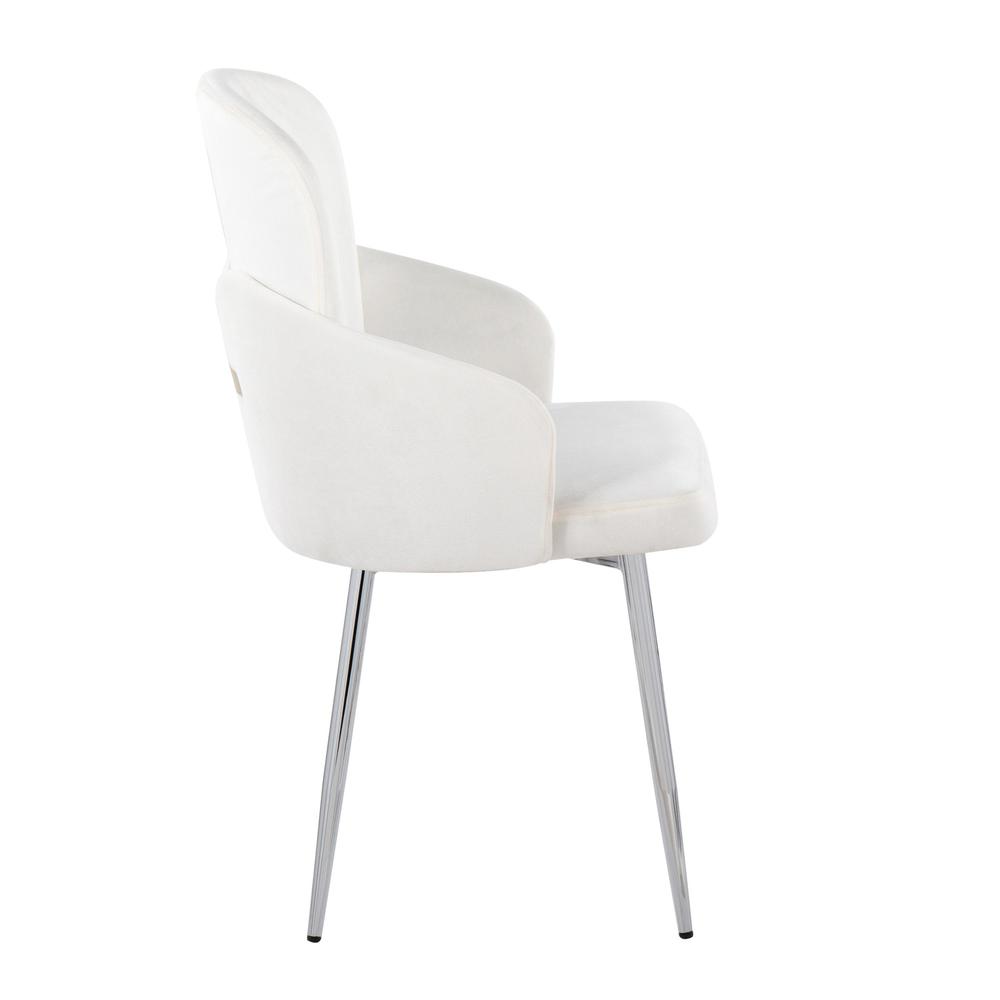 Cream Velvet, Gold Metal, Chrome Dahlia Dining Chair - Set of 2