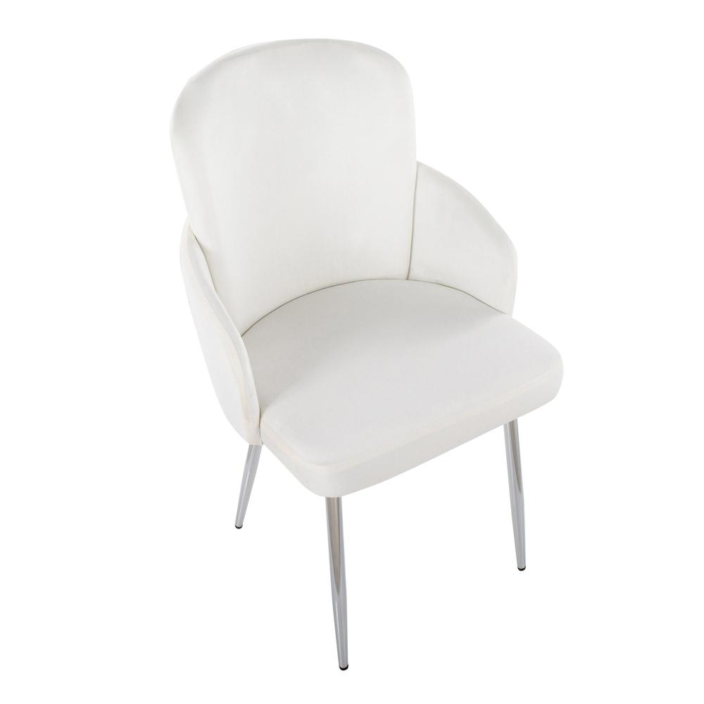 Cream Velvet, Gold Metal, Chrome Dahlia Dining Chair - Set of 2