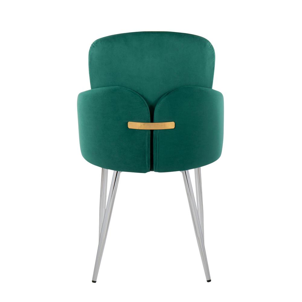 Green Velvet, Gold Metal, Chrome Dahlia Dining Chair - Set of 2