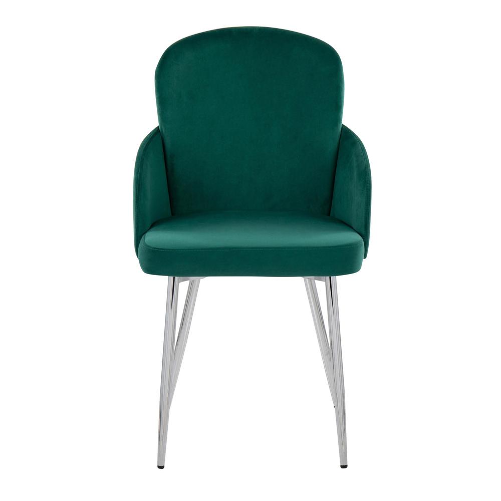 Green Velvet, Gold Metal, Chrome Dahlia Dining Chair - Set of 2
