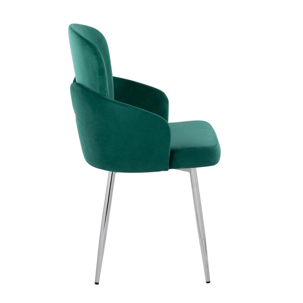 Green Velvet, Gold Metal, Chrome Dahlia Dining Chair - Set of 2