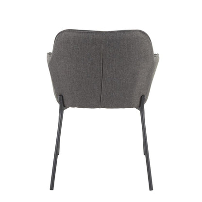 Black Metal, Charcoal Fabric Daniella Dining Chair - Set of 2