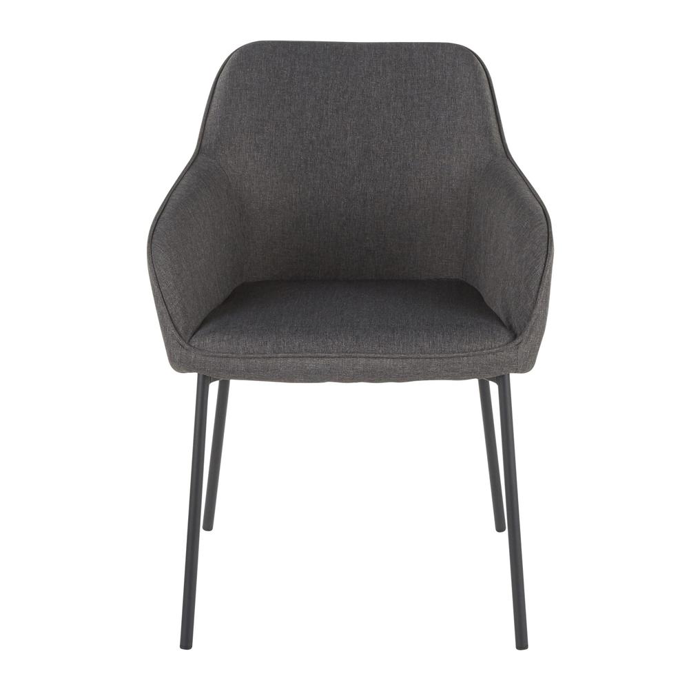 Black Metal, Charcoal Fabric Daniella Dining Chair - Set of 2
