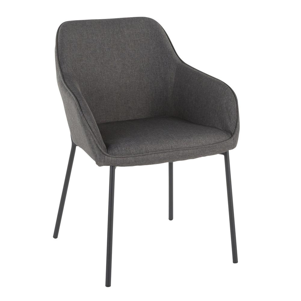 Black Metal, Charcoal Fabric Daniella Dining Chair - Set of 2