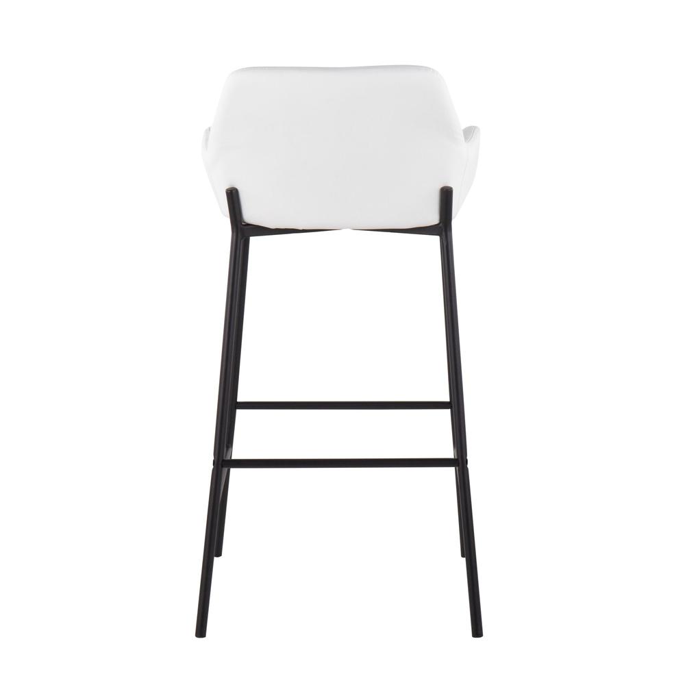 Black Metal, White PU Daniella Fixed-Height Bar Stool - Set of 2