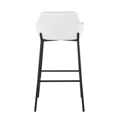 Black Metal, White PU Daniella Fixed-Height Bar Stool - Set of 2