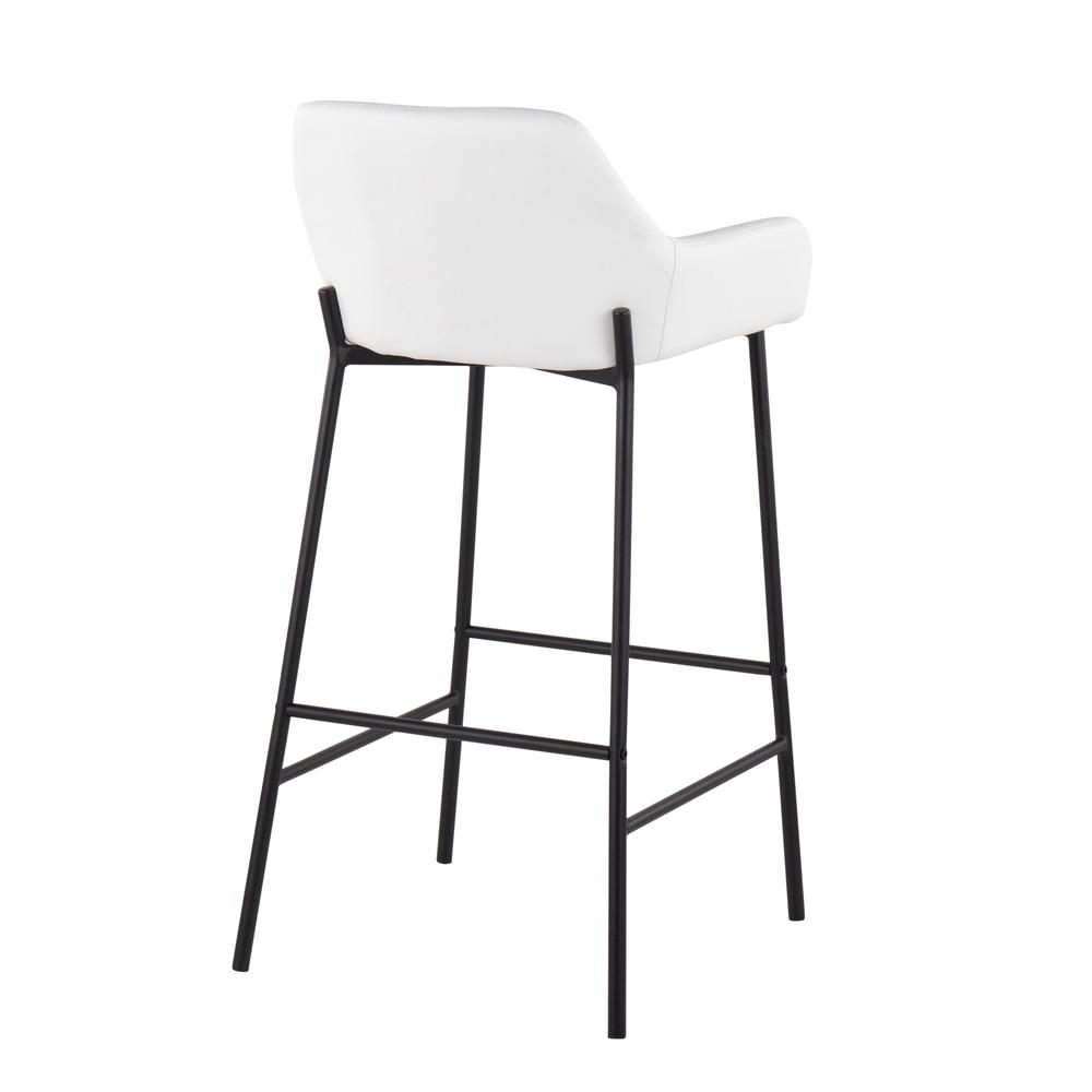 Black Metal, White PU Daniella Fixed-Height Bar Stool - Set of 2