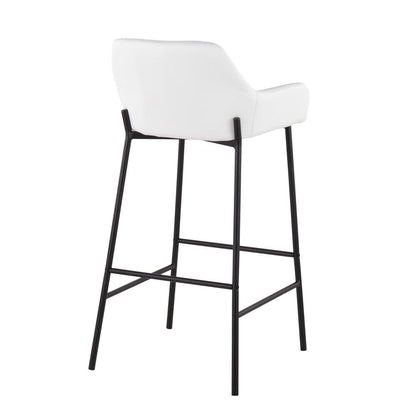 Black Metal, White PU Daniella Fixed-Height Bar Stool - Set of 2