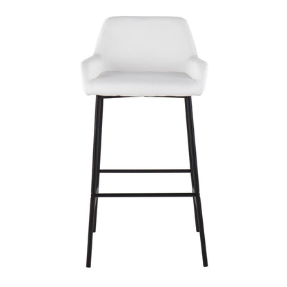 Black Metal, White PU Daniella Fixed-Height Bar Stool - Set of 2