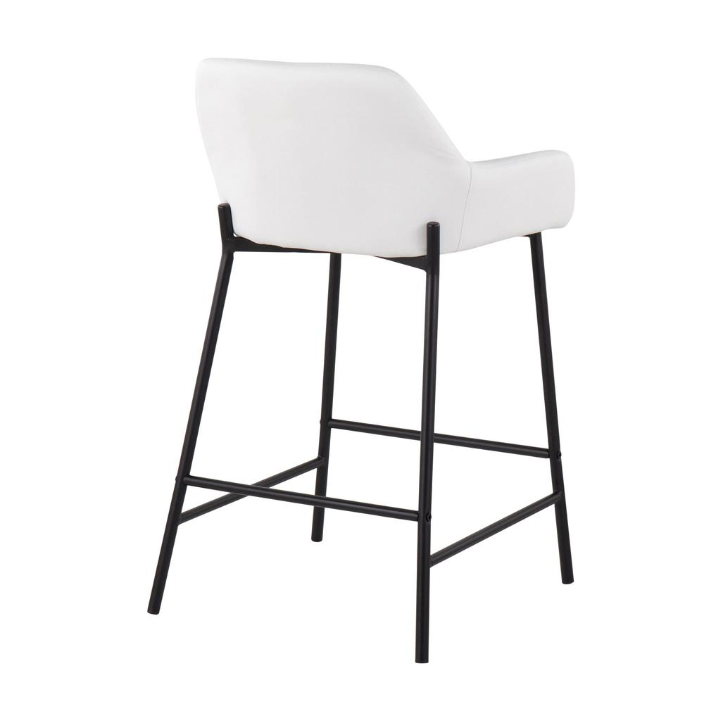 Black Metal, White PU Daniella Fixed-Height Counter Stool - Set of 2