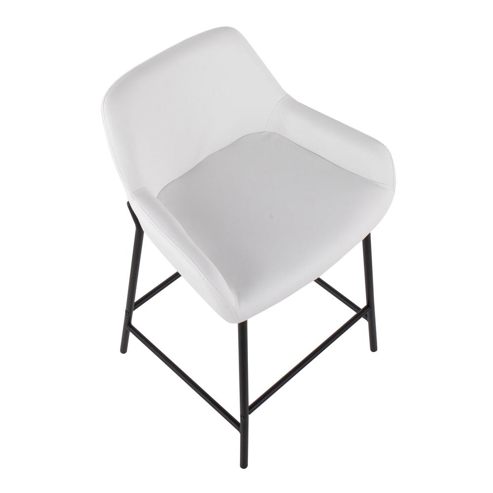 Black Metal, White PU Daniella Fixed-Height Counter Stool - Set of 2